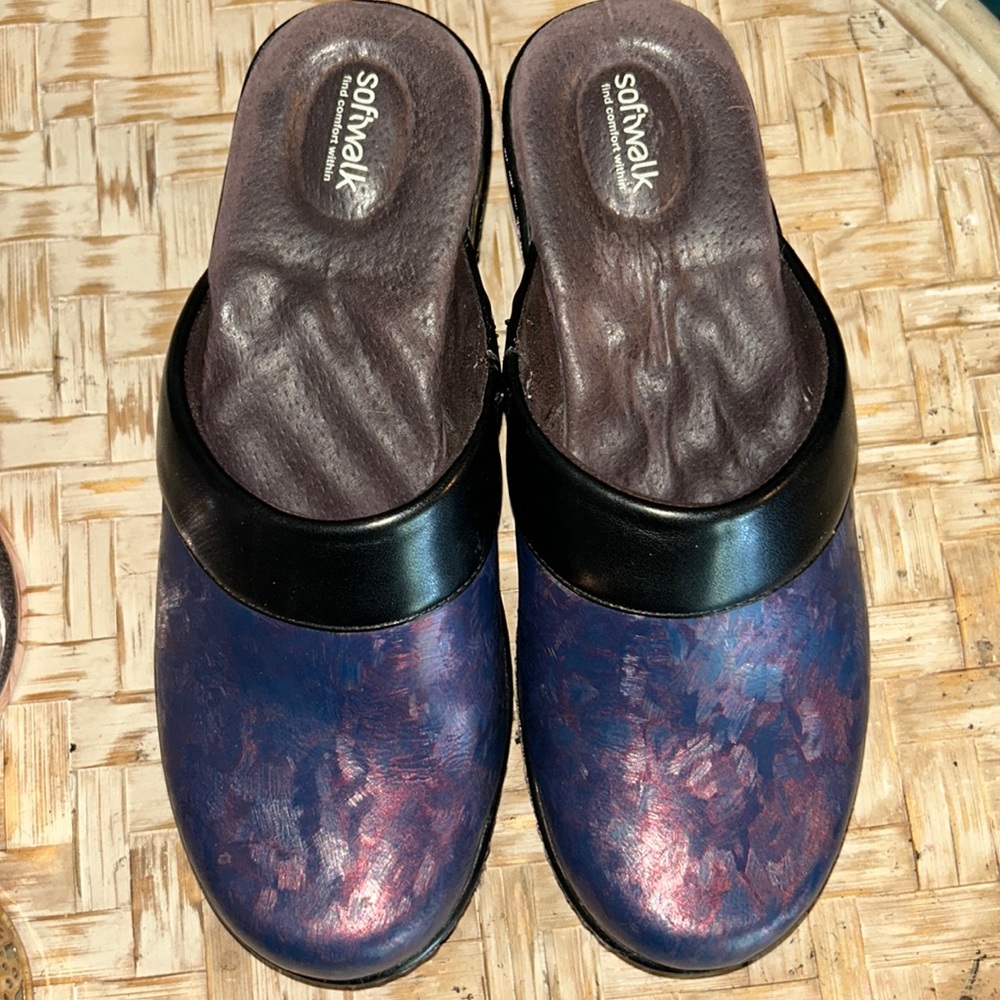 SoftWalk Murietta Marble Leather Clogs Mules Size Sz 6.5